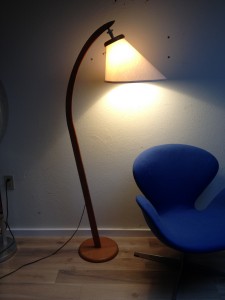 Danish modern teak arc floor lamp with new replacement shade,great reading lamp (SOLD)