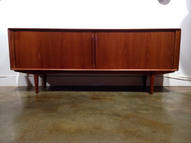Outstanding Mid-century Modern teak tambour door credenza - incredible quality craftsmanship - gorgeous patina and grain pattern - spectacular details - this beauty measures - 78.5"L x 17.25"D x 31"H - $2500