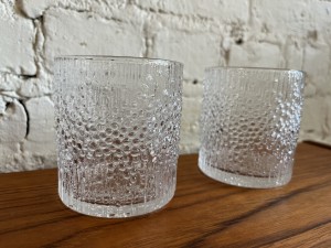Gorgeous Pair of Mid-century Modern clear bubble texture cocktail glasses - $60/Pair