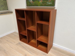 Fantastic 1960s high quality Danish teak bookcase with adjustable shelving - newly refinished - measures - 35.5"W x 12"D x 35.5"H -SOLD