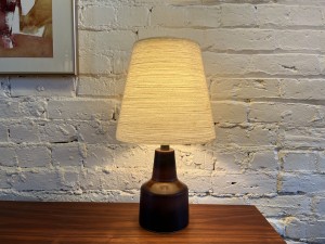 Handsome Mid-century Modern ceramic bedside lamp by Lotte & Gunnar Bostlund - comes with their original fiberglass shade - stands -SOLD