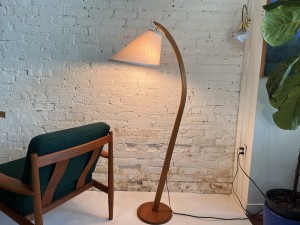 Spectacular Vintage teak arc floor lamp - come with a new custom shade - stands