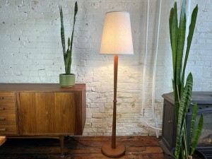 Gorgeous Mid-century Modern teak floor lamp - comes with a new custom tapered linen shade - this beauty will bring much warmth and light in the coming winter rainy grey days :) - stands -(SOLD)