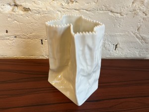 Vintage ceramic paper bag vase designed by Tapio Wirkkala for Rosenthal, Germany $120