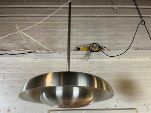 WOWZA - Super Cool Space Age aluminum spun Pendant light - perfect for over your MCM dining table and/or floating anywhere you need a cool light - $400