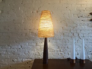 Exquisite extremely RARE Mid-century Modern very tall tapered ceramic lamp by husband and wife duo Lotte & Gunnar Bostlund - comes with the original also rare tapered tall fiberglass shade - SOLD