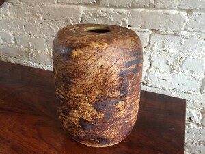 Outstanding and super unusual Vintage ceramic vase by Canadian Potter/ Artist /teacher Walter Dexter - stands - 11.5"H - (SOLD)