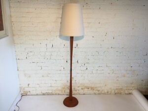 Gorgeous Classic Mid-century Modern teak floor lamp - comes with a new custom Italian linen shade - gives off an incredible glow and perfect for beside your favorite reading chair - stands - $450