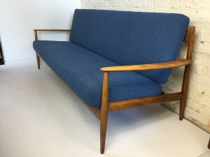 Gorgeous Mid-century Modern 50s solid beechwood sofa designed by legendary Danish designer Grete Jalk for France & Daverkosen - Denmark - all new foam and newly upholstered in a stunning, and super durable fabric by Kvadrat - this beauty measures (SOLD)