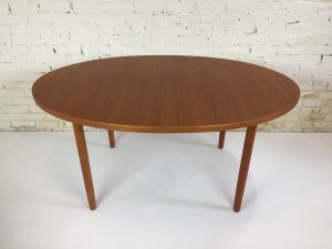 Gorgeous quality 60s Oval teak dining table - comes with 2 leaves - newly refinished - a unique rare size - seats up to 8 comfortably - measures - 59.5"L x 40"D x 28.5"H fully extended with both leaves - 99.75"L - (SOLD)