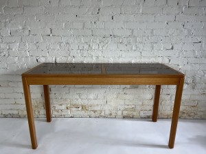 Fantastic Vintage sofa table /entry table - comprised of teak and glass - a rare vintage find - $400