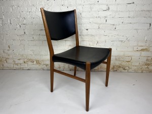 Spectacular Classic Danish Modern Set of 6 teak chairs by Glostrup, Denmark 1960s - the teak frames have been newly sanded and oiled and the original black naugahyde has been newly cleaned - (SOLD)