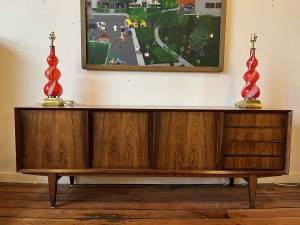 Absolutely Gorgeous Mid-century Modern Rosewood Danish sideboard - lovely original vintage condition - incredible presence - loads of storage - measures (SOLD)