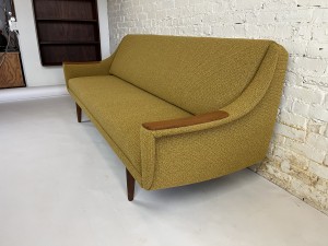 Exceptional Scandinavian Modern sofa /sofabed designed by Oscar Langlos for P.I . Langlos - Made in Norway - newly restored with new foam and fabric and newly refinished teak wood arms and legs - form and function - perfection - this beauty measures -84"L x 31"D x 33"BH x 16.5"SH (SOLD)