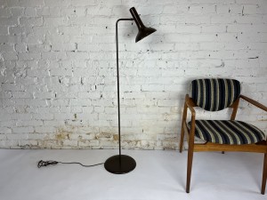 Fabulous MCM chocolate brown metal floor lamp with articulating head - (SOLD)