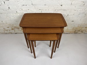 Handsome Set of Mid-century Modern teak nesting tables - newly refinished -24 x 15 x 20"H SOLD