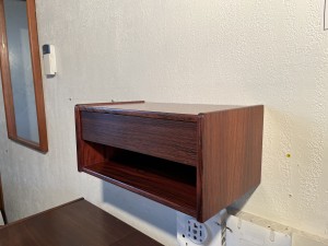 Handsome 1960s rosewood wall mounted drawer - would make a lovely entry way piece with a mirror above and a bench seat below and /or use as it was intended as a beside table(SOLD) :) -