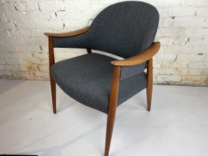 Incredible 1950s Scandinavian Modern easy chair - Made in Norway - newly restored - all new foam, pirelli straps and quality fabric by Kvadrat (SOLD)