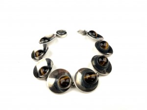 A vintage Cats eye and silver bracelet by Niels Erik From, Denmark SOLD