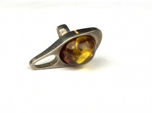 Outstanding Modernist Sliver and Amber ring - marked - K-B - SOLD