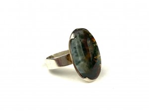 Spectacular Modernist Sliver ring with unknown stone - marked 925 Finland - $150