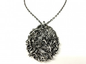Gorgeous Textured Modernist Pewter Pendant Necklace by Canadian Designer Robert Larin - $120