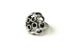 Spectacular Brutalist Pewter "circular" Ring by Canadian Artist Robert Larin -size 4 can be adjusted slightly larger -$50