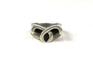 Handsome Mid-century Sliver Ring - stamped BOB and sterling - looks like a racoon face - Do you see it - size 6.5$50