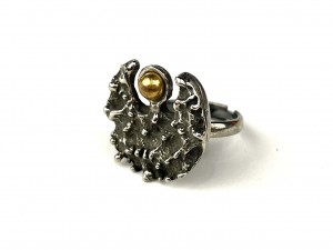 Spectacular Brutalist textured Pewter Ring "eagle" by Canadian Artist Robert Larin -$50