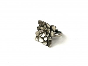 Spectacular Brutalist textured Pewter "flower" Ring - by Canadian Artist Robert Larin -size 5.5 and slightly adjustable - (SOLD)