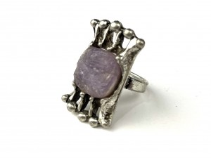 Spectacular Brutalist t Pewter Ring "crab" by Canadian Artist Robert Larin -$75