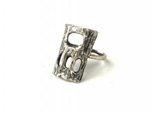 Spectacular Brutalist textured Pewter Ring - by Canadian Artist Robert Larin - adjustable band - SOLD