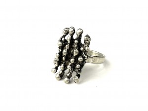 Spectacular Brutalist textured Pewter Ring - by Canadian Artist Robert Larin - adjustable band - $50