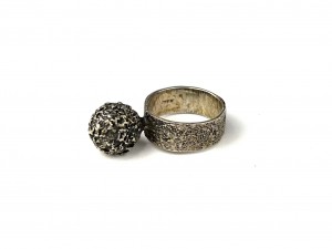 Incredible Mid-century Brutalist textured Pewter Ring - stamped BOB - size - 6 -$60