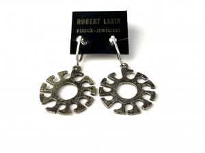Spectacular Brutalist Pewter screw back earrings by Canadian Artist Robert Larin - Montreal - $40/PR