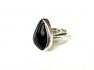 Gorgeous Silver ring with a deep scarlet/black cabochon stone - stamped 950 - ring size 7.75 -$75