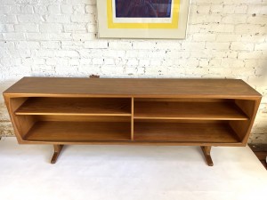 Spectacular Mid=century Atomic :) teak hutch with glass sliders - this beauty boasts a finished back and is in excellent vintage condition - this beauty measures -79"L x 14"D x 30"H -(SOLD)