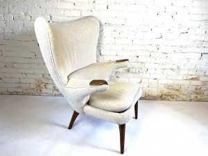 Very cool midcentury lounge chair 1960's unknown maker. It was reupholstered about 10 years ago and it still in good condition (SOLD)