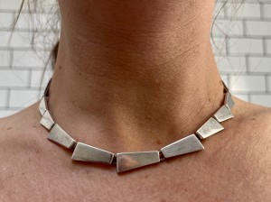 A great Mexican modernist silver necklace circa 1960s measures 16 inches $300