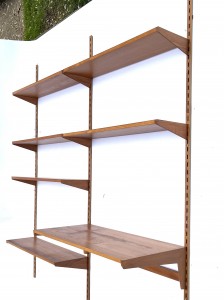 A fabulous teak wall system made in Denmark in the 1960s, designed by Kai Kristiansen $1,600
