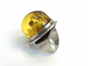 Make a bold statement with this vintage silver and amber cocktail ring. Marked 925 Finland Size 6.25 (SOLD)