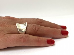 Incredible Modernist Silver Ring - stamped -