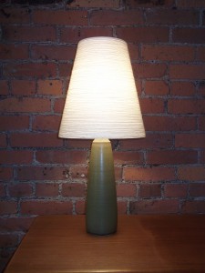 Gorgeous Vintage ceramic lamp by Artists Lotte & Gunnar Bostlund - comes with it's original fiberglass shade and finial - (SOLD)
