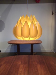 Spectacular Mid-century modern Plastic Flower pendant light - made in Denmark - nice quality - looks perfect over a dining table - or use in a stairwell - such a great use of color - (SOLD)