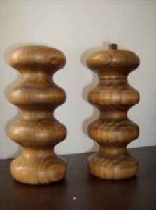 Vintage Walnut  turned  peppermill and salt shaker by designer Michael Lax for Copco - Italy - $65/set