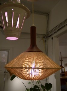 Fantastic Mid-century modern teak&rope hanging light (mint condition)- (SOLD)