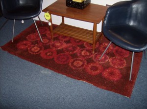 Fantastic Mid-century modern shag rug circa 1960's - the color is several shades of red - 3'X6' - ONLY - (SOLD)