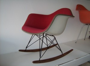 Original Eames for Herman Miller seat(with Alexander Girard Magenta fabric on a NEW American made rocker base  - SOLD