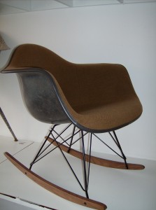 Original vintage Eames arm chair on a NEW American rocker base(black metal w/maple runners) - (SOLD)