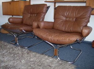 Incredible pair of vintage Harald Relling for Westnofa leather and chrome lounge chairs - oh, you just sink into these chairs... you won't want to get out - trust me - Style and Comfort!!! - (SOLD)